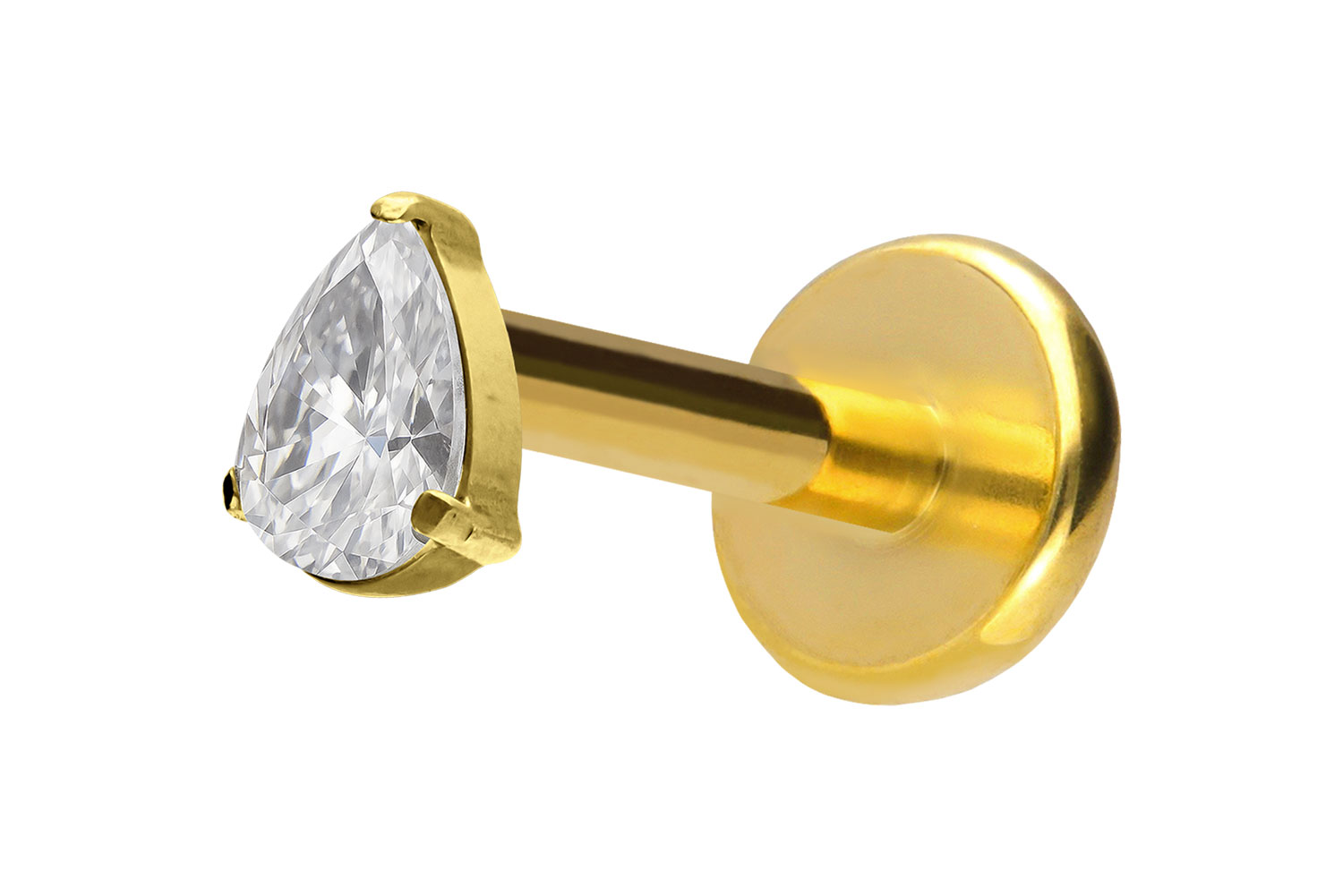 Titan Labret Piercing mit Push Fit KRISTALLTROPFEN